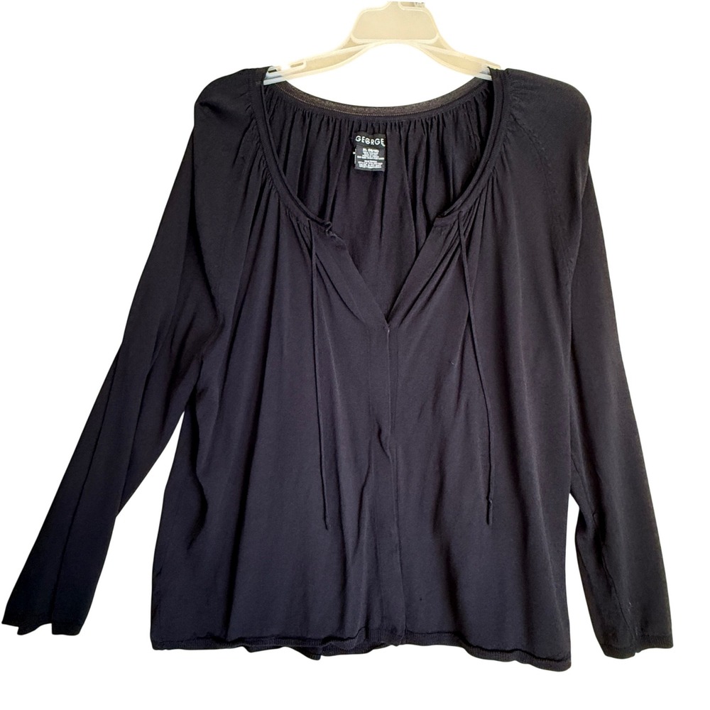 George Black Cardigan Sweater XL‎ (16/18) Long Sleeve Button Front Knit Top